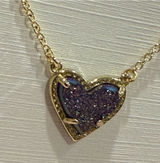 Kendra Scott | Gold Plated & Purple/Blue Heart Druzy Necklace Photo 0