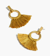 Madewell Tassel Statement Earrings in Mustard Yellow & Gold Photo 0