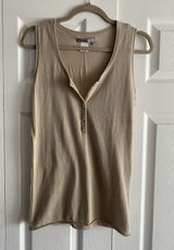 Tex‎ by Max Azria Henley Tank Top Womens XS Beige Knit Cotton Modal Size XS Photo 0