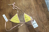 NWT Princess Polly Blaylock Triangle Bikini Top – Yellow with Pink Trim & Gold Seashell Charms Photo 0