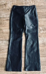 Moda International Black Leather Boot Cut Pants size 10 (15"W x 32" inseam) Photo 0