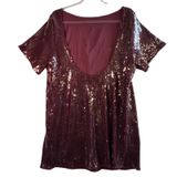 Abercrombie & Fitch‎ Sequin Mini Dress Burgundy Maroon Open Back XLP Party Glam Photo 0