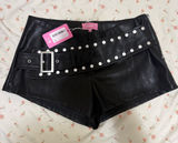 Edikted Studded Belt Faux Leather Micro Shorts size S Photo 0
