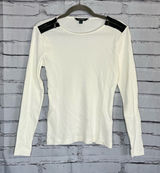 Vintage Lauren Ralph Lauren Zip Shoulder Ribbed Top White Y2K Preppy Streetwear Photo 0