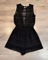Abercrombie & Fitch Black Crochet Lace Romper Coverup Keyhole Back Small S Photo 0