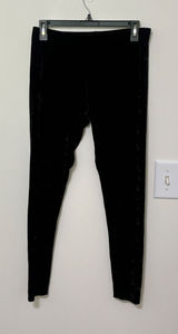 Nordstrom Black Velvet Leggings Soft Stretch Casual Pants Size‎ M Photo 0