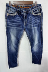 Rock Revival Mel Ankle Skinny Jeans Women's 34 Blue Embellished Boho Cotton Photo 0