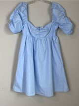 Amanda Uprichard Babydoll Mini Dress Puff Sleeve Romantic Baby‎ Blue Sz Small Photo 0