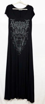 Killstar Bellow Maxi Dress Baphomet Graphic Print Grunge Goth Gothic Punk Black Photo 0