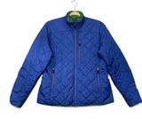 Lands End Blue‎ Quilted Primaloft Puffer Jacket Womens Size S 6-8 Green Lining Photo 0