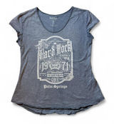 Hard‎ Rock Couture Palm Springs T Shirt Women's Graphic Tee Gray EST 1971 Grunge Photo 0