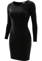 H&M Bodycon Dress Sz L Black Velvet Rhinestone Studded Scoop Back Mini Photo 0