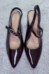 Old Navy Slingback Mary Jane Heels Size 8 Oxblood Patent Leather Photo 0