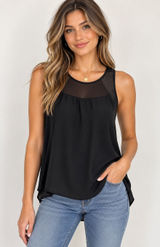 Chic Banana Republic Women's XS Semi Sheer Elegant Black Sleeveless Top Photo 0