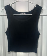 Reformation Tank Top Womens S Black Ribbed Knit Cropped Scoop Neck Sleeveless Photo 0