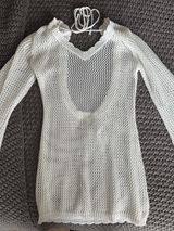 Beginning Boutique White Crochet Knit Long Sleeve Cover-Up Dress Photo 0