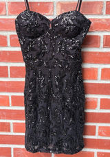 Windsor Black Sequin Embellished Mini Dress Photo 0