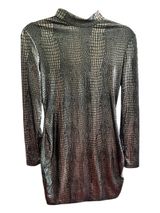 SHEIN Metallic Snake-Print Long Sleeve Top - Gold-Bronze/Black Photo 0