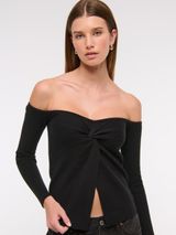 Abercrombie & Fitch Off-The-Shoulder Twist Sweater Top in black M Photo 0