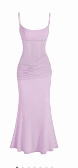 Cider MESH SCULPTURAL V-NECK PLEATED CORSET GLITTER BOBYCON MAXI DRESS Photo 0