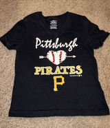 Pittsburgh Pirates Girls Shirt‎ Sz XS 4 5 Reversible Sequins Team Athletics MLB Photo 0