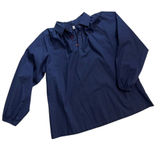 MISSLOOK Navy Blue Collared Peasant Blouse Red Buttons Pullover Blousy Size L Size L Photo 0