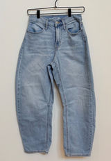 Old Navy WOW Barrel Leg Jeans Womens 0 High Rise Light Wash Cropped Denim Photo 0