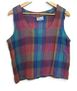 Vintage Avon Fashions Plaid 2 Piece Set Crop Top Midi Skirt Multicolor VTG M/L Photo 0