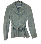 Wilsons Leather Light Green Long Sleeve 100% Genuine Leather Button Jacket Sz M‎ Photo 0